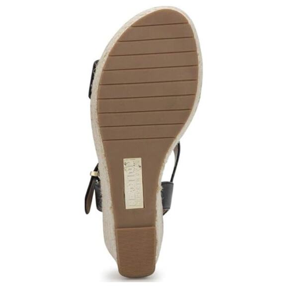 NEW Kenneth Cole Reaction Card T-Strap Wedge Sandals Espadrilles Black Size 8.5M - Picture 6 of 6